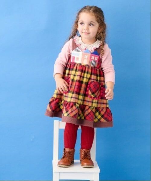 baby Cheer / ベイビーチアー ミニ丈・ひざ丈ワンピース | おうちジャンパ-スカートⅢ（赤）