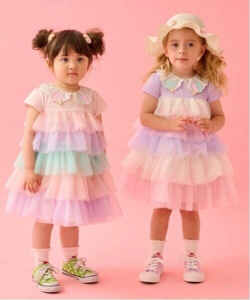 baby Cheer / ベイビーチアー ミニ丈・ひざ丈ワンピース | アイス衿チュールワンピース | 詳細10
