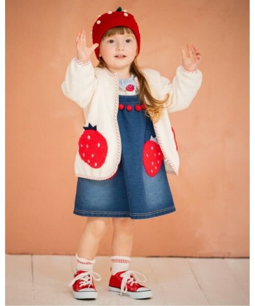 baby Cheer / ベイビーチアー ミニ丈・ひざ丈ワンピース | イチゴポケットジャンパースカート | 詳細9