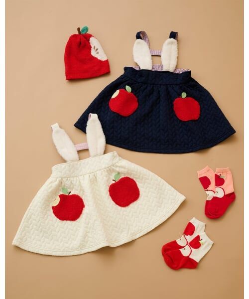 baby Cheer / ベイビーチアー ミニ丈・ひざ丈ワンピース | りんごポケットジャンパースカート | 詳細14