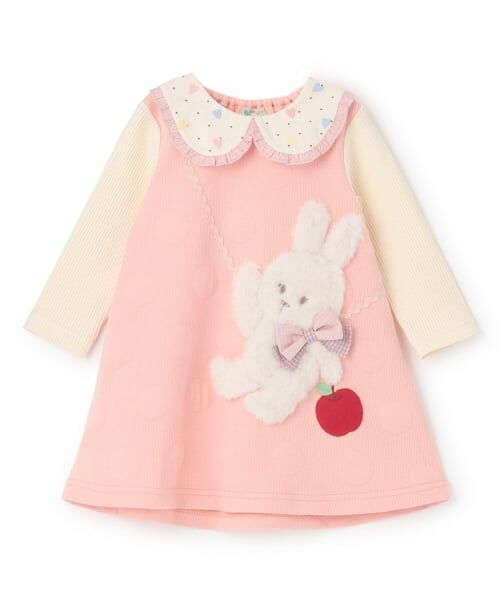 baby Cheer / ベイビーチアー ミニ丈・ひざ丈ワンピース | うさぎポシェットワンピース（ピンク）