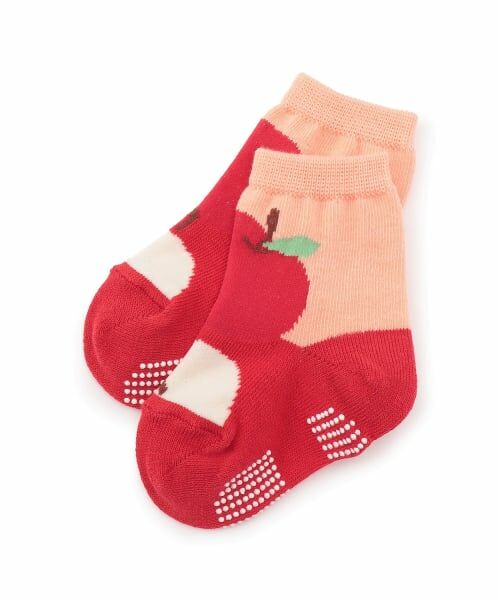 baby Cheer / ベイビーチアー ソックス | りんごクルーソックス（サーモン ピンク）