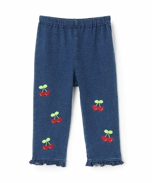 baby Cheer / ベイビーチアー その他パンツ | さくらんぼニットデニムパンツ（ブルー）