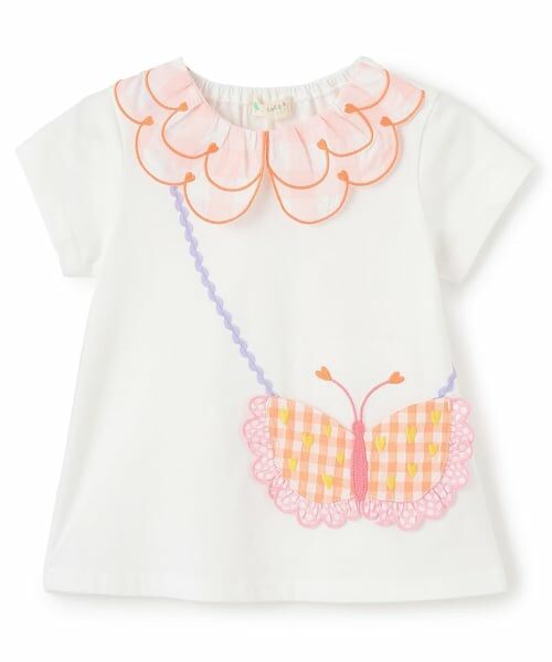 baby Cheer / ベイビーチアー Tシャツ | ちょうちょポシェットTシャツ（オフ ホワイト）