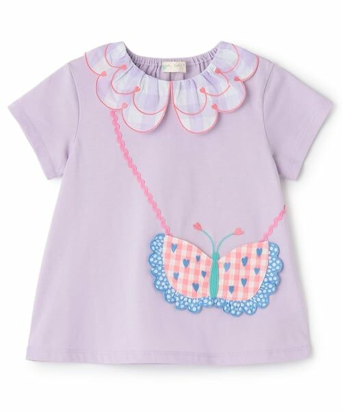 baby Cheer / ベイビーチアー Tシャツ | ちょうちょポシェットTシャツ（ラベンダー）