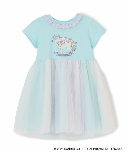 baby Cheer / ベイビーチアー ミニ丈・ひざ丈ワンピース | 【マイメロディ/シナモロール/クロミ】ユニコーンワンピース(ブルー)