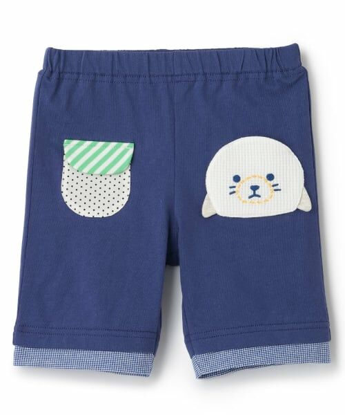 baby Cheer / ベイビーチアー ショート・ハーフ・半端丈パンツ | カニあざらしハーフパンツ(紺)