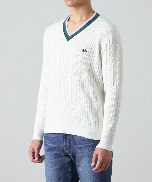 BAKER STREET / ベイカー・ストリート ニット・セーター | 【ウォッシャブル】綿麻チルデンVネックニット | 詳細4