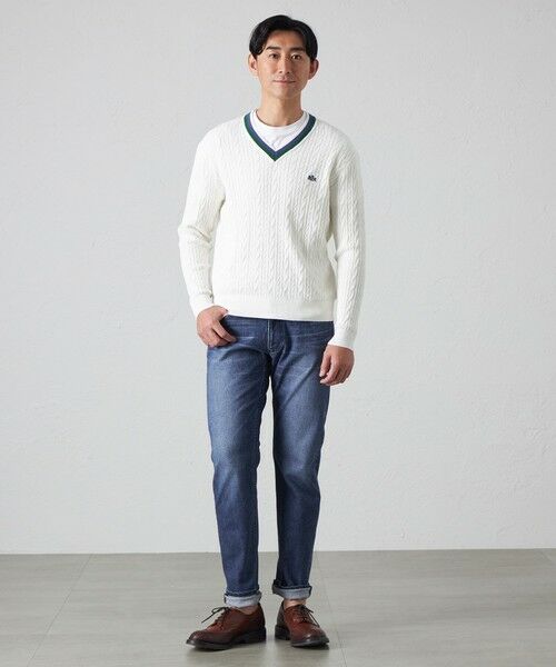 BAKER STREET / ベイカー・ストリート ニット・セーター | 【ウォッシャブル】綿麻チルデンVネックニット | 詳細1