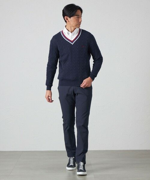 BAKER STREET / ベイカー・ストリート ニット・セーター | 【ウォッシャブル】綿麻チルデンVネックニット | 詳細2