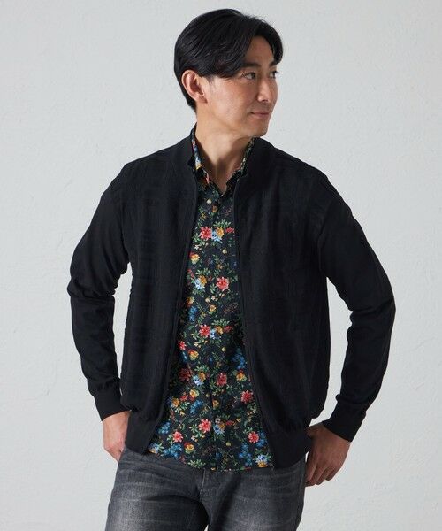 BAKER STREET/ベイカー・ストリート 【ウォッシャブル】シャドウタータンフルジップニット ブラック1 M BAKER STREET/ベイカー・ストリート 【ウォッシャブル】シャドウタータンフルジップニット ブラック1 M