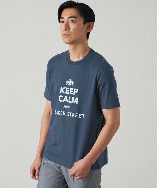 BAKER STREET / ベイカー・ストリート カットソー | BAKER STREETロゴプリントTシャツ(2L・3Lあり)(ネイビー2)