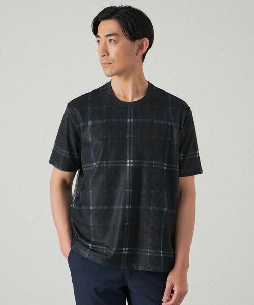 BAKER STREET / ベイカー・ストリート カットソー | レイヤードタータンTシャツ(ネイビー2)