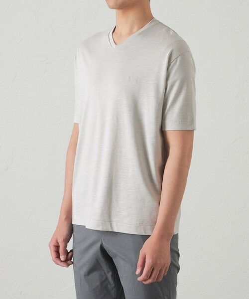BAKER STREET / ベイカー・ストリート カットソー | 綿/麻プレーティング天竺VネックTシャツ | 詳細4