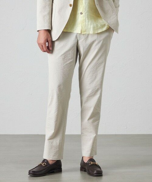 BAKER STREET / ベイカー・ストリート その他パンツ | 【セットアップ対応可能】【ウォッシャブル】BEYONTECH ポリエステルドライサッカートラウザース(オフホワイト2)