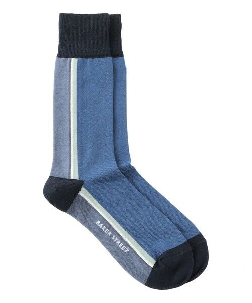 BAKER STREET/ベイカー・ストリート バイカラーストライプソックス ブルー3 XX BAKER STREET/ベイカー・ストリート バイカラーストライプソックス ブルー3 XX