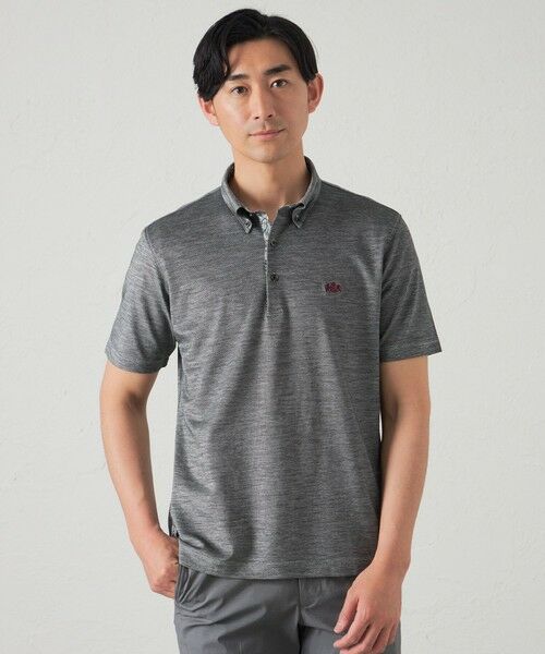 BAKER STREET / ベイカー・ストリート カットソー | 綿/麻シャンブレーカノコポロシャツ(2L・3Lあり)(チャコールグレー1)