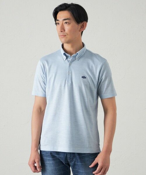 BAKER STREET / ベイカー・ストリート カットソー | 綿/麻シャンブレーカノコポロシャツ(2L・3Lあり)(ブルー1)
