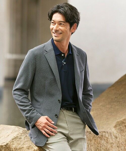 BAKER STREET/ベイカー・ストリート 【ウォッシャブル】小紋ジャカードジャケット チャコールグレー1 LL BAKER STREET/ベイカー・ストリート 【ウォッシャブル】小紋ジャカードジャケット チャコールグレー1 LL