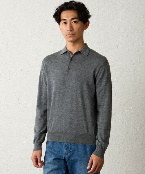 BAKER STREET/ベイカー・ストリート 【ウォッシャブル】WOOLBRID ニットポロシャツ グレー2 LL