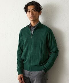 BAKER STREET / ベイカー・ストリート ニット・セーター | 【ウォッシャブル】シャドーチェックジップニット(2L・3Lあり)