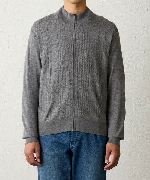 BAKER STREET / ベイカー・ストリート ニット・セーター | 【ウォッシャブル】シャドーチェックジップニット(2L・3Lあり) | 詳細7