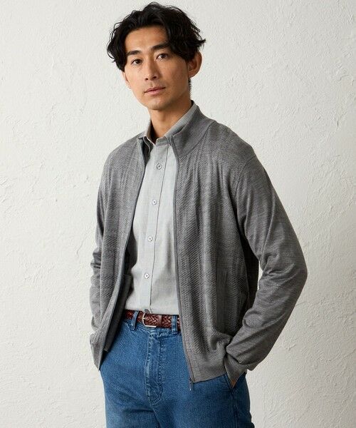 BAKER STREET / ベイカー・ストリート ニット・セーター | 【ウォッシャブル】シャドーチェックジップニット(2L・3Lあり) | 詳細1