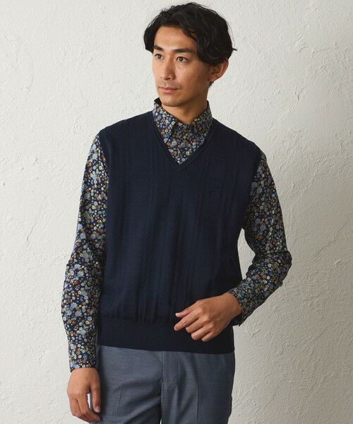 BAKER STREET/ベイカー・ストリート 【ウォッシャブル】WOOLBRID Vネックベスト ネイビー2 L