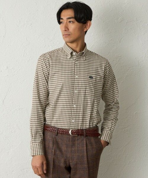 BAKER STREET / ベイカー・ストリート シャツ・ブラウス | ウールコットンギンガムチェックシャツ(ブラウン2)