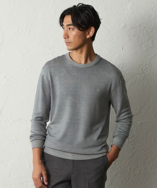 BAKER STREET / ベイカー・ストリート ニット・セーター | スノー加工クルーネックニット(2L・3Lあり)(ライトグレー)