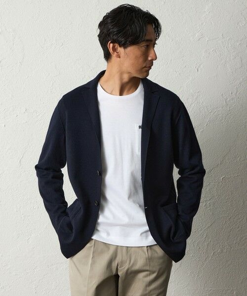 BAKER STREET / ベイカー・ストリート ニット・セーター | ウールコットンニットジャケット(ネイビー2)