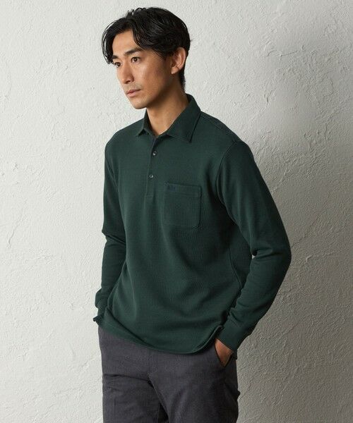 BAKER STREET/ベイカー・ストリート 【ウォッシャブル】ウォームポロシャツ グリーン5 LL
