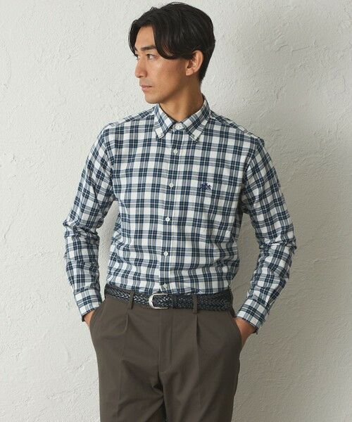 BAKER STREET / ベイカー・ストリート シャツ・ブラウス | カラーペンチェックシャツ(グリーン2)