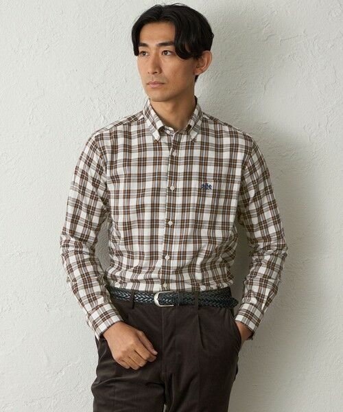 BAKER STREET / ベイカー・ストリート シャツ・ブラウス | カラーペンチェックシャツ(オレンジ6)