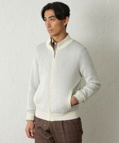 BAKER STREET / ベイカー・ストリート ニット・セーター | ストライプタックフルジップアップニット
