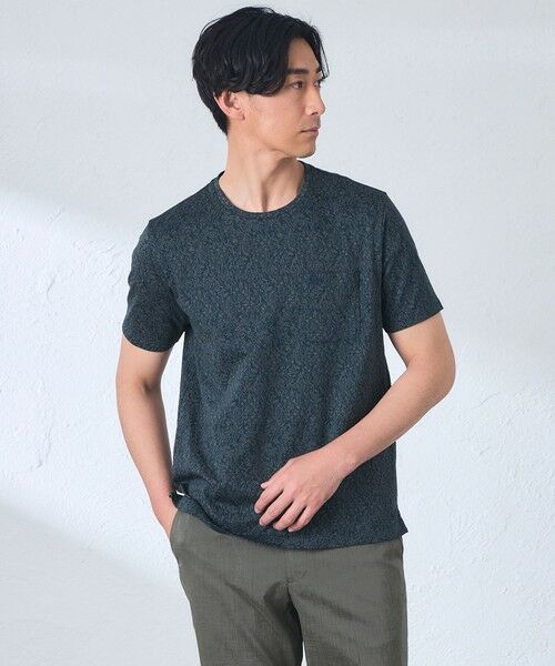 BAKER STREET / ベイカー・ストリート カットソー | フラワージャカードTシャツ（ネイビー1）