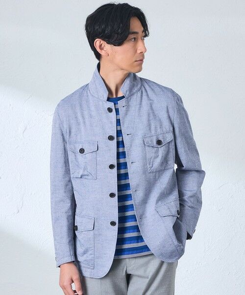 BAKER STREET / ベイカー・ストリート ブルゾン | 【ウォッシャブル】ダンガリーサファリジャケット（ブルー4）