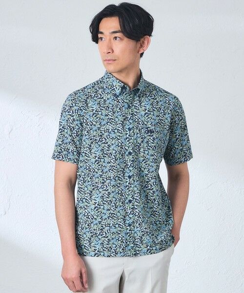 BAKER STREET / ベイカー・ストリート シャツ・ブラウス | ミラクルウェーブリバティプリントシャツ（ネイビー1）