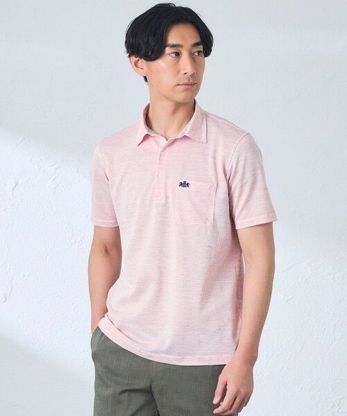 BAKER STREET / ベイカー・ストリート カットソー | 麻混ドットポロシャツ(2L・3Lあり)（レッド1）