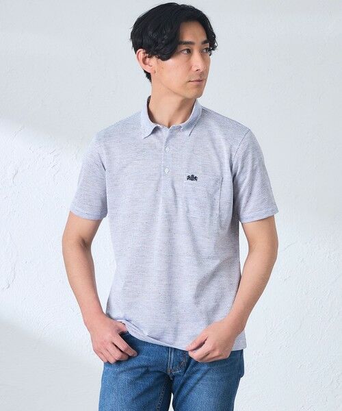 BAKER STREET / ベイカー・ストリート カットソー | 麻混ドットポロシャツ(2L・3Lあり)（パープル2）