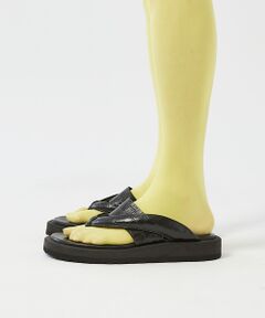 ＜クロコ型押し＞【WRAP SHOES】ボリュームソール雪駄 トングサンダル