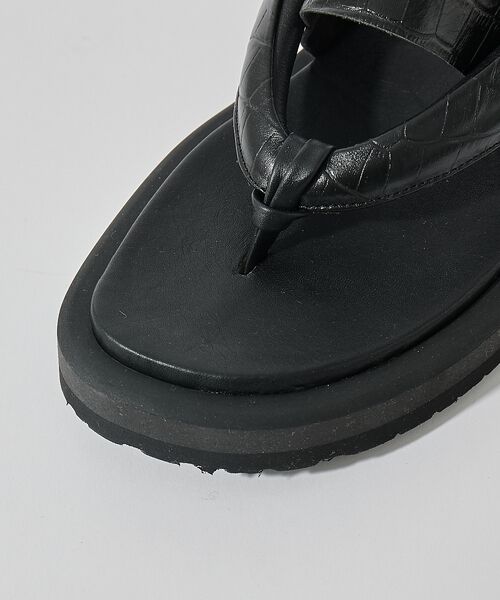 クロコ型押し＞【WRAP SHOES】ボリュームソール 雪駄 トングサンダル