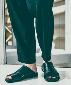 【WRAP SHOES】レザーサイドキャビティ スライド サンダル