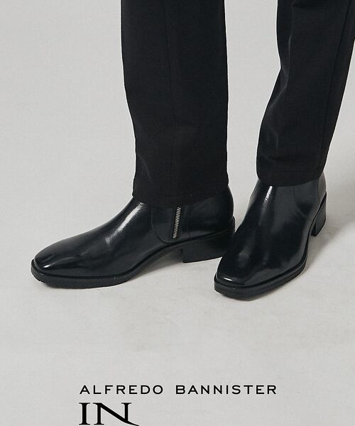 alfredoBANNISTER/アルフレッド・バニスター スクエア サイドジップ ブーツ【予約】 ブラック 45