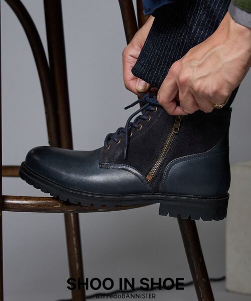 alfredoBANNISTER/アルフレッド・バニスター タンクソール ダブルジップ ブーツ ネイビー 40 alfredoBANNISTER/アルフレッド・バニスター タンクソール ダブルジップ ブーツ ネイビー 40