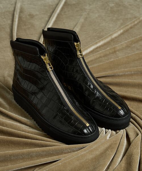 alfredoBANNISTER / アルフレッド・バニスター スニーカー | 【LEON別注】ダブルジップ 型押し スニーカー | 詳細1