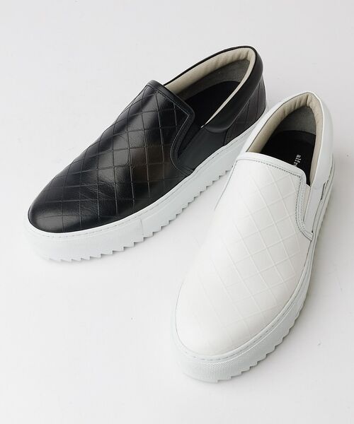 alfredoBANNISTER / アルフレッド・バニスター スニーカー | 【Margom社】厚底シャークソール 格子 レザー スリッポン スニーカー【予約 | 詳細1