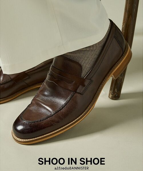 alfredoBANNISTER / アルフレッド・バニスター シューズ | 【SHOO IN SHOE】定番 コインローファー/ビジネスシューズ(ダークブラウン)