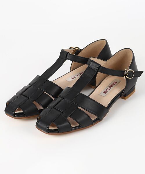 BARCLAY / バークレー サンダル | サイドオープングルカサンダル（ブラック）