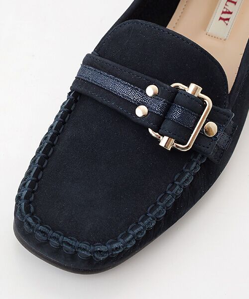 BARCLAY / バークレー フラットシューズ | ベルトデザイン 手編みモカシンパンプス | 詳細11